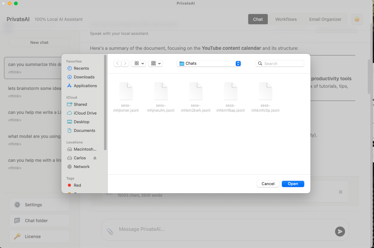 Your conversations stay on your machine